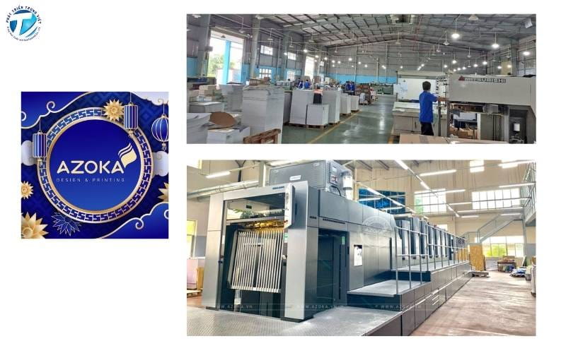 Hình ảnh về công ty và hệ thống máy móc tại xưởng in Azoka